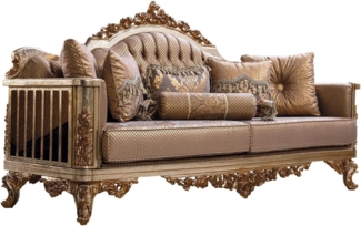 Casa Padrino Luxus Barock Sofa Kupfer / Antik Silber / Gold - Barockstil Wohnzimmer Sofa mit elegantem Muster - Luxus Wohnzimmer Möbel im Barockstil - Barock Einrichtung - Barock Möbel