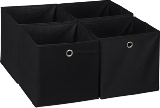 relaxdays Aufbewahrungsbox im 4er Set, schwarz