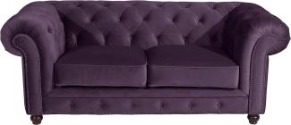 Orleans Sofa 2-Sitzer Samtvelours Purple Buche Nussbaumfarben