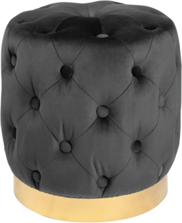 riess-ambiente Sitzhocker MODERN BAROCK 37cm schwarz / gold, Hocker · Samt · Metall · Chesterfield-Design