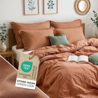 Blumtal Bettwäsche Bettwäsche aus 100% Baumwolle mit Kissenbezug, Oeko-TEX zertifizierte Bettwäsche in Leinen Optik