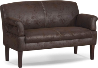 CAVADORE 2-Sitzer Sofa Malm mit Federkern für Küche, Esszimmer oder Wohnküche / Küchensofa, Essbank im rustikalen Design mit Armteilfunktion / Antiklederoptik Dunkelbraun / 152 x 97 x 78, Cchocco