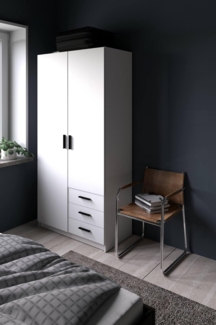 Dmora - Kleiderschrank 2 Türen Mare, Schlafzimmermöbel, Schrank, Garderobe, 99x50 h200 cm, Weiß