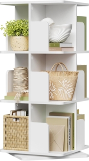 EUGAD drehbares Bücherregal, mit 3 Ebenen 12 Fächern, 360° Drehregal Standregal, für Wohnzimmer Arbeitszimmer Büro, 40 x 94,5 x 40 cm, weiß