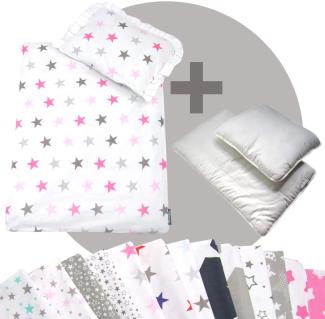 Rawstyle 4 tlg. Set Bezug (STARS) für Kinderwagen Bettwäsche Decke + Kissen + Füllung (Design 13)