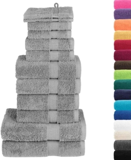 vidaXL 12 tlg. Premium-Handtuch-Set SOLUND Grau 600 g/m² 137577
