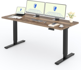 FLEXISPOT Höhenverstellbarer Schreibtisch mit 2 Motoren & 25MM einteiliger Tischplatte,ergonomischer Bürotisch - 180x80 cm Walnussbraun, schwarzes Gestell