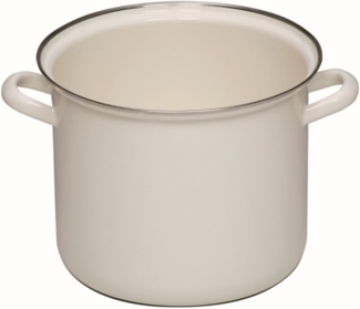 RIESS 0274-033 Hoher Fleischtopf ohne Deckel mit Chromrand 22 cm, H 18,7 cm, 6 L, Emaille, Weiß