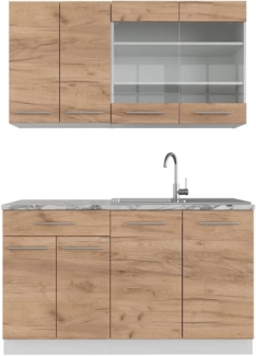 Singleküche Fame-Line Goldkraft Eiche/Weiß 140 cm ohne Arbeitsplatte Vicco