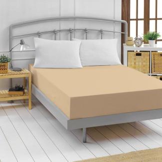 Traumschlaf Feinbiber Boxspring Spannbetttuch|200x200 cm| sand