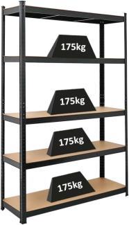 PROREGAL Schwerlastregal Ragnar für Gesamtlast 875kg Maße: 180x120x40 Schwarz, Kellerregal, Steckregal, Garagenregal, Lagerregal