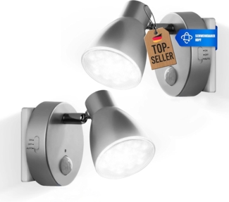 TRANGO LED Steckdosenleuchte, 2er Set 2635-024 LED Sensor Nachtlicht *MILO* mit Bewegungssensor & Automatikfunktion in Silber Sicherheitslicht 230V Steckdosenlampe, Wandlampe, Orientierungslicht, Nachtlampe, Steckdosenlicht