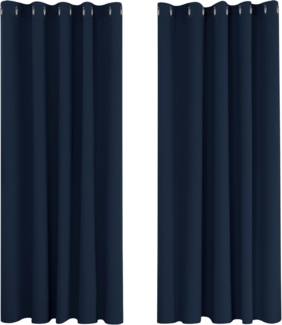 Deconovo Kälteschutzvorhang Blickdicht Verdunkelungsvorhang Kälteschutz Gardinen Kinderzimmer, 183x168 cm(HöhexBreite), Dunkelblau, 2er Set