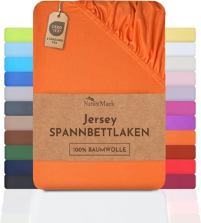 NatureMark Jersey Spannbettlaken, Spannbetttuch 100% Baumwolle in vielen Größen und Farben MARKENQUALITÄT ÖKOTEX Standard 100 | 200x220 cm +40 Steg - terrakotta