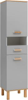 Schildmeyer Padua Hochschrank 148832, Platingrau/Eiche Landhaus Dekor, 40,4 x 35,0 x 178,5 cm (B/T/H)