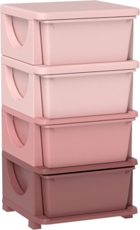 HOMCOM Spielzeugtruhe vier Ebene (Spielzeugkiste, 1 St, Spielzeug-Organizer), für Kinderzimmer 3-6 Jahre Kindermöbel Rosa 37 x 37 x 76 cm
