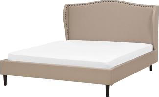 Polsterbett Leinenoptik beige Lattenrost 160x200 cm COLMAR