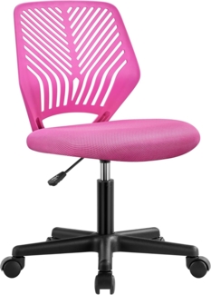 Yaheetech Bürostuhl Schreibtischstuhl ohne Armlehnen Drehstuhl mit Rücklehne Arbeitsstuhl höhenverstellbar 136 kg belastbar 50 x 55 x 79-92 cm Rosa