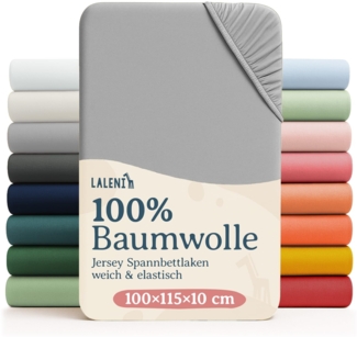 Laleni 2er-Set Jersey Spannbettlaken Laufgitter 6-eckig 100x115 cm - Oeko-Tex Zertifiziert, 100% Baumwolle, atmungsaktives Spannbetttuch für Baby, 135 g/m², Moonlight Grey - grau