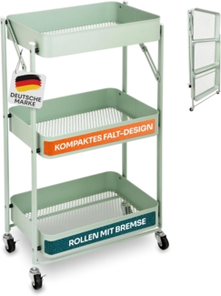 Gardissimo Beistellwagen klappbar mit 4 Rollen aus Metall, (komplett-Set), Rollwagen Küchenwagen Nischenregal Servierwagen