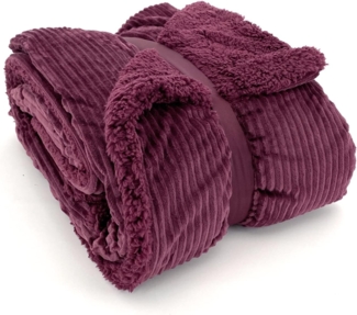 Wohndecke Flauschige Cord Kuscheldecke Sherpa Fell Sofadecke, heimtexland, 150x200 I extra dick I warm I kuschelig weich I fusselfrei