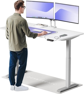 Desktronic Höhenverstellbarer Schreibtisch Elektrisch - Bequem und Schmerzfrei von Zuhause Arbeiten – Schreibtisch Höhenverstellbar Elektrisch (Graues Gestell + 160x80 Weiße Tischplatte)