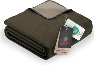 Ibena 'Dublin' Wohndecke, Jacquard khaki / oliv, 150 x 200 cm