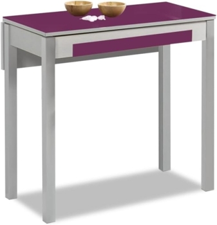 ASTIMESA Flügel fällt heraus Küchentisch, Metall Glas Holz, aubergine, 90x50 cm-extendida 90x70 cms