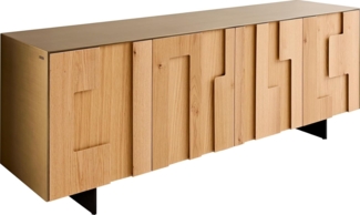 Sideboard Taka 200 cm Metallic Gold 4 Türen schwebend Metall Schwarz