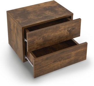 Juskys Wandschrank Nachttisch hängend Holz 40x29x30 cm BTH - mit 2 Schubladen - Wandmontage - Nachtkommode stabil - Nachtschrank Natur
