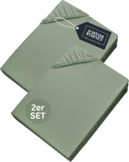 SCHÖNER WOHNEN-Kollektion Spannbettlaken BASIC Spannbettlaken, Mischgewebe, Gummizug: rundum, (2 Stück), 100x200 cm - 2er Set in Salbei