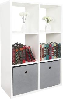 Standregal 107 x 73 x 33 cm weiß – Bücherregal Raumteiler Wohnzimmer RICOO WM079-WM