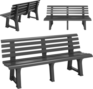 Casaria Gartenbank Orchidea, Sitzbank Wetterfest Kunststoff 240kg Belastbar 145x46cm Anthrazit