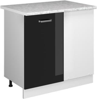 Vicco Eckschrank R-Line, Schwarz Hochglanz/Weiß, 86 cm mit Arbeitsplatte