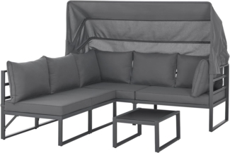 SVITA Gartenlounge-Set MAUI, (4-tlg), Outdoor-Möbelset mit Dach, Stahlgestell, Grau