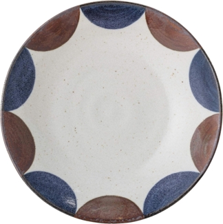 Bloomingville Camellia Schale aus Porzellan in der Farbe Weiß-Blau mit einem Durchmesser von 22cm, 82050098