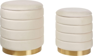 Pouf mit Stauraum Samtstoff hellbeige 2er Set GARLAND