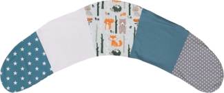 ULLENBOOM ® Kissenbezug Stillkissenbezug 190x38 cm “Waldtiere Petrol” (Made in EU), Bezug aus 100% Baumwolle, Für Stillkissen, Seitenschläferkissen & Co.
