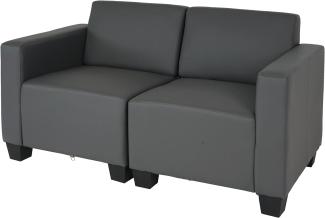 Modular 2-Sitzer Sofa Couch Lyon, Kunstleder ~ dunkelgrau