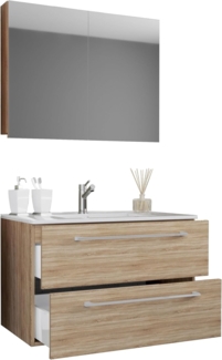 Badinos Bad Möbel Set Waschbecken Unterschrank Wandspiegel Badezimmer Waschtisch