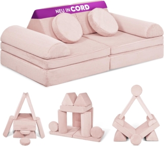 Linodino Kindersofa Spielsofa I Schaumstoff Stapelsteine für Kinder I Kindercouch, 3 Jahre Garantie