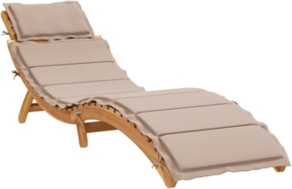 vidaXL Sonnenliege mit Auflage Taupe Massivholz Akazie 367636