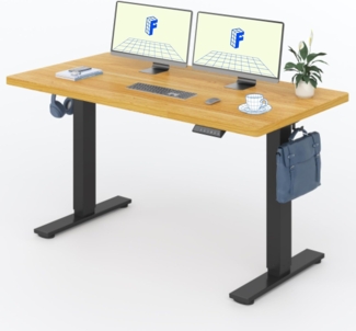 Flexispot EG1 Höhenverstellbarer Schreibtisch Elektrisch 2-Fach-Teleskop mit Tischplatte (M-Ahorn, Schwarz Gestell, 160x80 cm)