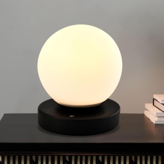 LQWELL Nachttischlampe Nachttischleuchte, Tischlampe Tischleuchte, 3 Dimmstufen USB Wiederaufladbar, LED fest integriert, Warmweiß, Touch Beistelltischlampe Leselampe Kugel Glas