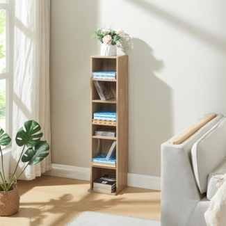 CD Regal Tynset 90x20x20 cm mit 6 Fächern Sonoma-Eichenoptik [en. casa]
