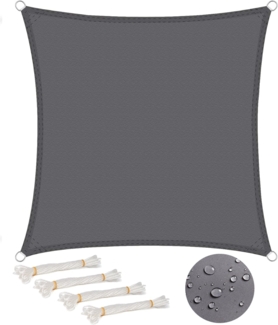 WOLTU Sonnensegel Quadrat 2x2 m Grau wasserabweisend Sonnenschutz Polyester Windschutz mit UV Schutz für Garten Terrasse Camping