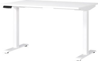 Germania Schreibtisch 7907-84, in Weiß, EL. höhenverstellb, 120 x 120 x 80 cm (BxHxT)