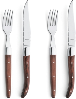 Amefa ROYAL STEAK Steakbesteck Set 4-teilig holz hochglanzpoliert