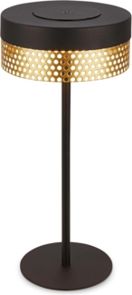 BRILONER - LED Tischlampe kabellos IP44 mit Touch, dimmbar, Akku tauschbar, Nachttischlampe, Leselampe, LED Lampe, Dekolampe, Tischleuchte, Akkulampe, Outdoor Lampe, 16x35 cm, Schwarz-Gold