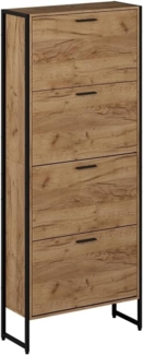 Schuhkipper Folda Goldkraft Eiche/Schwarz 63 x 152.5 cm mit 4 Kippfächern Vicco